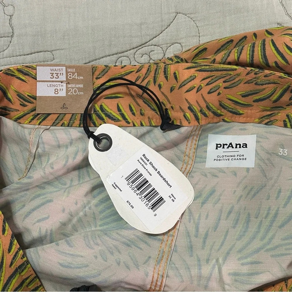 NWT Prana Men’s Rock Shock Boardshort Aura Glow Fronds Size 33 8” length - Picture 8 of 11